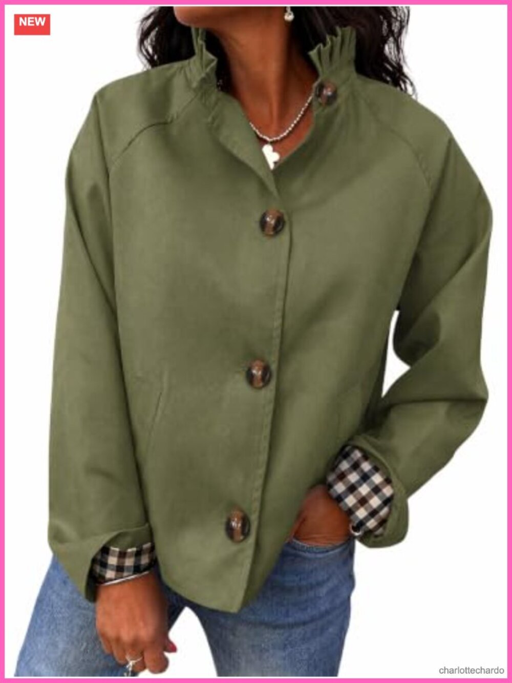 Ruffle Collar Cropped Trench Coat Single Breasted Lightweight Jacket